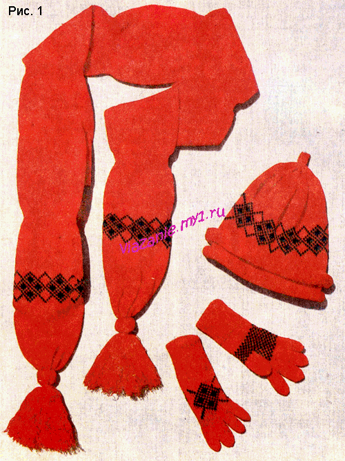 Вязаный комплект: шапочка, шарф и перчатки